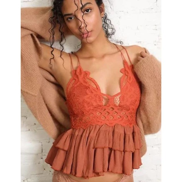 Free People Orange Winding Roads Adella Cami Top NWT Size Small - Picture 1 of 9